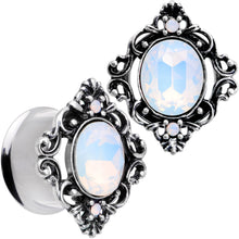 Load image into Gallery viewer, White Gem Victorian Era Double Flare Plug Set Sizes 6mm to 16mm
