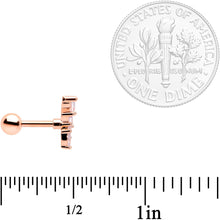 Load image into Gallery viewer, 16G 1/4 Clear CZ Gem Rose Gold Tone Geometric Tragus Set of 3
