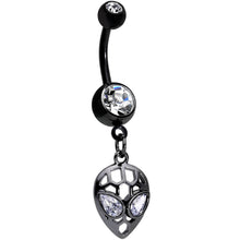 Load image into Gallery viewer, Clear CZ Gem Black Openwork Alien Dangle Belly Ring
