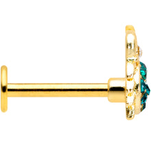 Load image into Gallery viewer, 16G 5/16 Clear Green Gem Gold Tone Nautical Crab Labret Tragus
