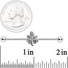 Load image into Gallery viewer, 14G Clear Gem Maple Leaf Industrial Barbell 38mm
