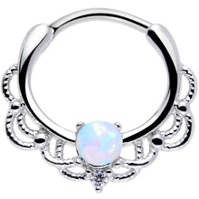Load image into Gallery viewer, 16G 3/8 White Faux Opal Life of the Party Septum Clicker
