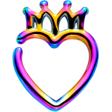 Load image into Gallery viewer, 16G 5/16 Rainbow Royal Crown Heart Left Ear Closure Ring
