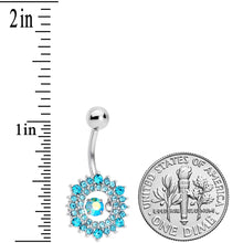 Load image into Gallery viewer, Aqua Gem Elegant Dance Wreath Belly Ring
