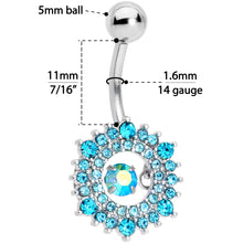 Load image into Gallery viewer, Aqua Gem Elegant Dance Wreath Belly Ring
