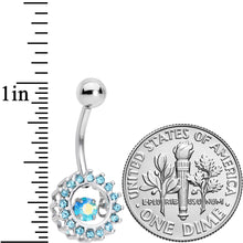 Load image into Gallery viewer, Aqua Gem Elegant Dance Crown Belly Ring
