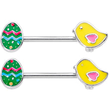 Load image into Gallery viewer, 14G 5/8 Easter Egg and Chick Barbell Nipple Ring Set
