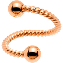 Load image into Gallery viewer, 14G 3/8 Rose Gold Tone Twisted Spiral Twister Belly Ring
