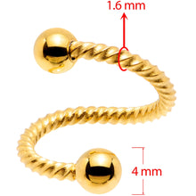 Load image into Gallery viewer, 14G 3/8 Gold Tone Twisted Spiral Twister Belly Ring

