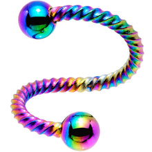 Load image into Gallery viewer, 14G 3/8 Rainbow Twisted Spiral Twister Belly Ring

