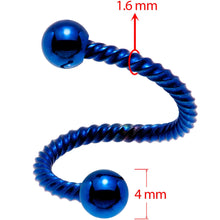 Load image into Gallery viewer, 14G 3/8 Blue Totally Twisted Spiral Twister Ring
