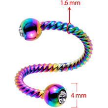 Load image into Gallery viewer, 14G 3/8 Clear Gem Rainbow Twist Spiral Twister Belly Ring

