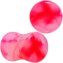 Load image into Gallery viewer, Red Agate Stone Saddle Plug Set Available in Sizes 0G to 25mm
