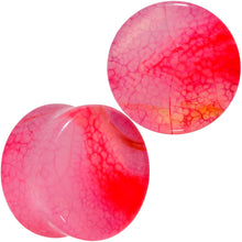 Load image into Gallery viewer, Red Agate Stone Saddle Plug Set Available in Sizes 0G to 25mm
