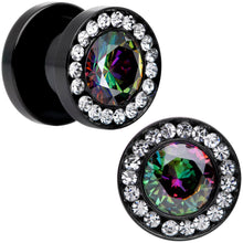 Load image into Gallery viewer, Vitrail Clear CZ Gem Black Hypnotic Screw Fit Plug Set
