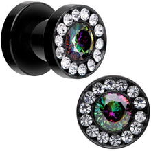 Load image into Gallery viewer, Vitrail Clear CZ Gem Black Hypnotic Screw Fit Plug Set
