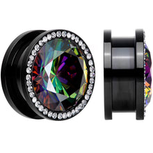 Load image into Gallery viewer, Vitrail Clear CZ Gem Black Hypnotic Screw Fit Plug Set
