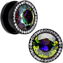 Load image into Gallery viewer, Vitrail Clear CZ Gem Black Hypnotic Screw Fit Plug Set
