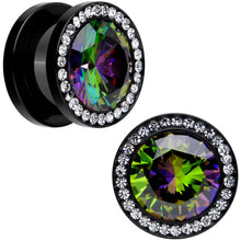 Load image into Gallery viewer, Vitrail Clear CZ Gem Black Hypnotic Screw Fit Plug Set
