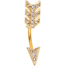 Load image into Gallery viewer, Clear Gem Minerva Arrow Reversible Belly Ring
