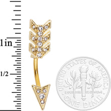 Load image into Gallery viewer, Clear Gem Minerva Arrow Reversible Belly Ring
