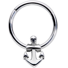 Load image into Gallery viewer, 16G 3/8 Nautical Anchor Hinged Segment Ring
