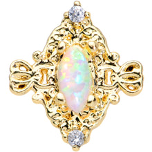 Load image into Gallery viewer, 16G 1/4 White Synthetic Opal Gold Tone Oval Cartilage Tragus
