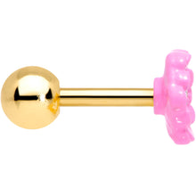 Load image into Gallery viewer, 16G 1/4 Clear Gem Gold Tone Pink Flower Tragus Cartilage Earring
