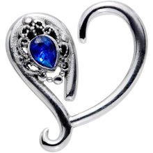 Load image into Gallery viewer, 16G 3/8 Deep Blue Gem Open Right Heart Closure Ring
