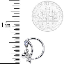 Load image into Gallery viewer, 16G 3/8 Clear CZ Gem Crescent Moon Leaf Dangle Closure Ring
