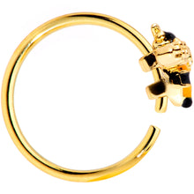 Load image into Gallery viewer, 20G 5/16 Clear CZ Gem Gold Tone Busy Bumble Bee Nose Hoop
