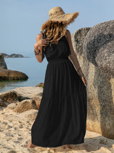 Load image into Gallery viewer, White V-Neck Tie Shoulder Maxi Dress Effortless &amp; Flowy Summer Essential Long Girls Dress
