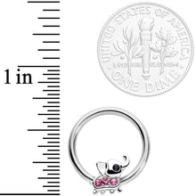 Load image into Gallery viewer, 14G 1/2 Pink Gem Elephant BCR Captive Nipple Ring Set
