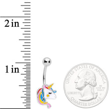 Load image into Gallery viewer, Color Swirl 80s Retro Unicorn Belly Ring
