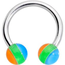 Load image into Gallery viewer, 14G 7/16 Beach Ball Acrylic Ball Horseshoe Circular Barbell
