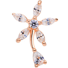 Load image into Gallery viewer, 16G 1/4 Clear CZ Gem Rose Gold Tone Flower Cartilage Tragus
