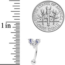 Load image into Gallery viewer, 16G 5/16 Clear Gem Trio Heart Curved Eyebrow Ring
