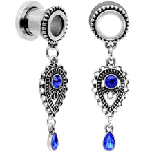 Load image into Gallery viewer, Blue Gem Filigree Drop Dangle Screw Fit Tunnel Plug Set 6mm to 16mm
