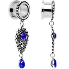 Load image into Gallery viewer, Blue Gem Filigree Drop Dangle Screw Fit Tunnel Plug Set 6mm to 16mm
