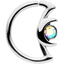 Load image into Gallery viewer, 16G 3/8 Aurora Gem Crescent Moon Closure Ring
