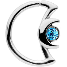 Load image into Gallery viewer, 16G 3/8 Aqua Gem Crescent Moon Closure Ring

