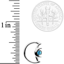 Load image into Gallery viewer, 16G 3/8 Aqua Gem Crescent Moon Closure Ring
