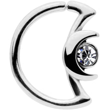 Load image into Gallery viewer, 16G 3/8 Clear Gem Crescent Moon Closure Ring
