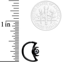 Load image into Gallery viewer, 18G 3/8 Clear Gem Black Crescent Moon Closure Ring
