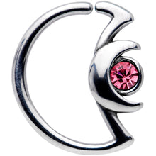 Load image into Gallery viewer, 18G 3/8 Pink Gem Crescent Moon Closure Ring
