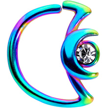 Load image into Gallery viewer, 18G 3/8 Clear Gem Rainbow Crescent Moon Closure Ring
