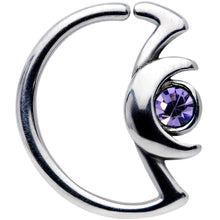 Load image into Gallery viewer, 18G 3/8 Purple Gem Crescent Moon Closure Ring
