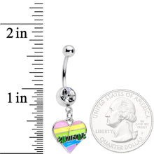 Load image into Gallery viewer, Clear Gem Embrace Pastel Rainbow Heart Dangle Belly Ring
