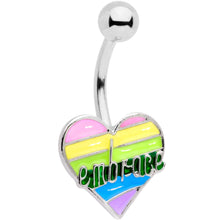 Load image into Gallery viewer, Embrace Pastel Rainbow Heart Dangle Belly Ring
