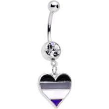 Load image into Gallery viewer, Clear Gem Black Grey White Purple Asexual Pride Heart Belly Ring
